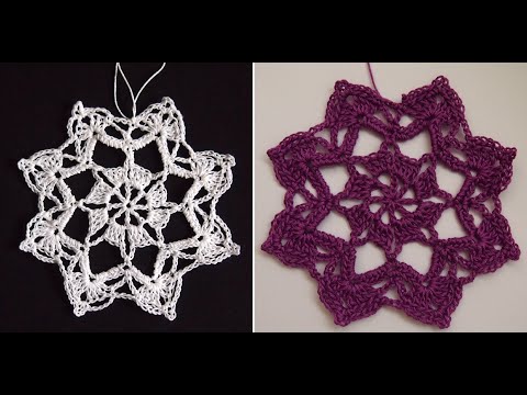 Видео: Ажурные мотивы крючком. Вязание крючком снежинки.Легко. Урок 291 Snowflake. crochet motifs