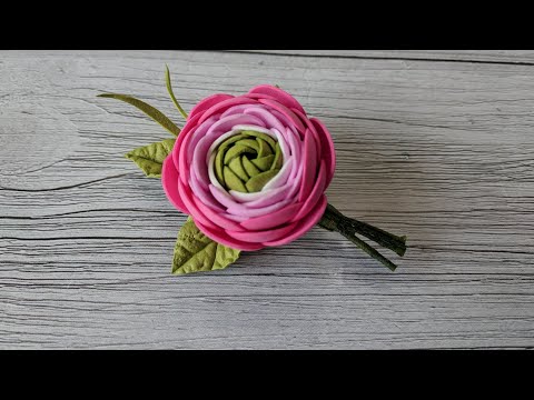 Видео: Брошь ранункулюс из фоамирана 1 мм.  MC DIY Ranunculus brooch from foamiran.