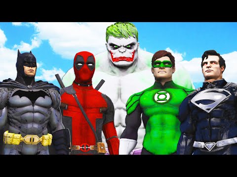 Видео: халк-джокер против супергероев (бэтмен, черный супермен, зеленый фонарь, дэдпул)