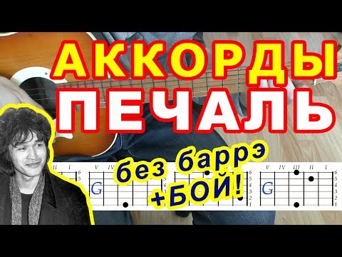 Видео: Печаль Аккорды 🎸 Виктор Цой группа Кино ♪ Разбор песни на гитаре ♫ Бой Текст