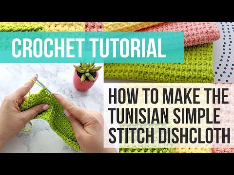Видео: Кухонное полотенце с простым тунисским стежком