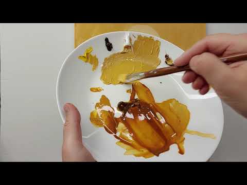 Видео: Самый простой способ написания фона на иконе масляными красками золотистого цвета.