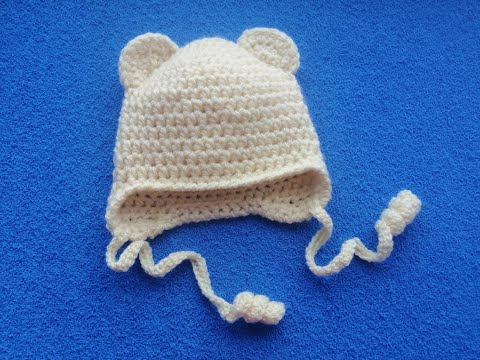 Видео: Очень простая шапочка с ушками для младенца крючком