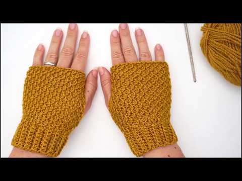 Видео: ТУНИССКИЕ Вязаные крючком перчатки без пальцев сотово...
