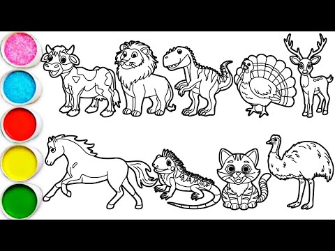 Видео: Рисуем удивительных животных за считанные минуты: корову, льва, динозавра, индейку, оленя, лошадь...