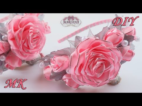 Видео: ОБОДОК С РОЗАМИ 🌹 Розы из лент МК/DIY