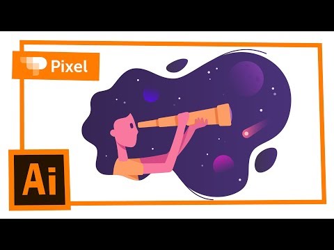 Видео: Уроки для новичков в Adobe Illustrator | Девушка с космическими волосами