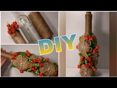 Видео: Берем бутылку, джутовую нить и делаем настоящую красоту. Декор бутылок