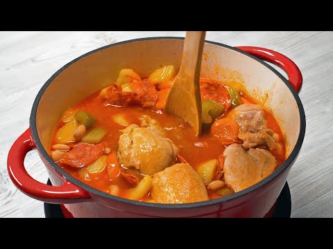 Видео: Вкусное КУРИНОЕ РАГУ С ОВОЩАМИ И ФАСОЛЬЮ по-испански. Рецепт от Всегда Вкусно!