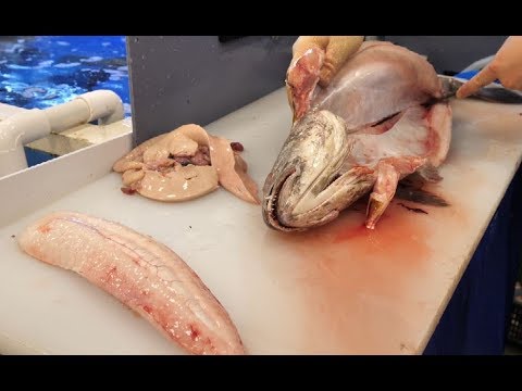 Видео: [4K] Действительно потрясающее видео - живое коричневое филе горчицы, сашими, корейская уличная еда