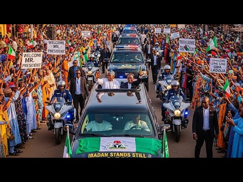 Видео: Ибадан стоит на месте 👑🎉 Мощный кортеж президента Тинубу штурмует коронацию Оба Рашиди Ладоджи