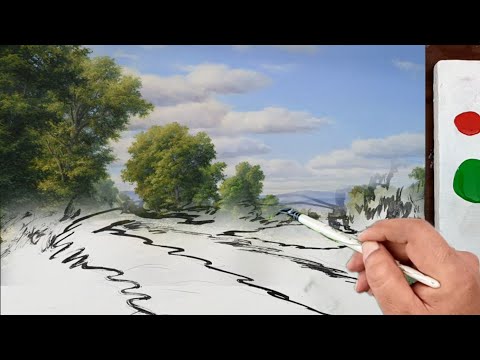 Видео: Урок рисования пейзажа для начинающих акриловыми красками.