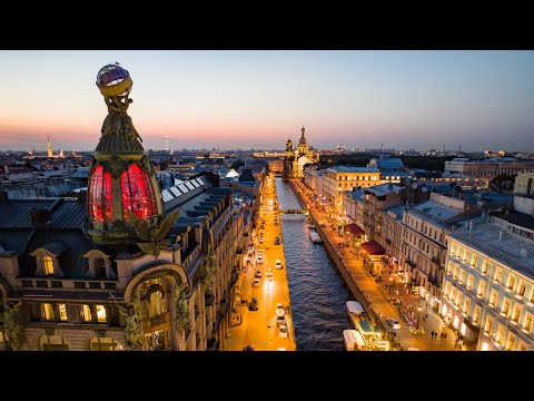 Видео: Фонтанка - Невский Проспект - Канал Грибоедова. Санкт-Петербург [Drone 4K 60fps]