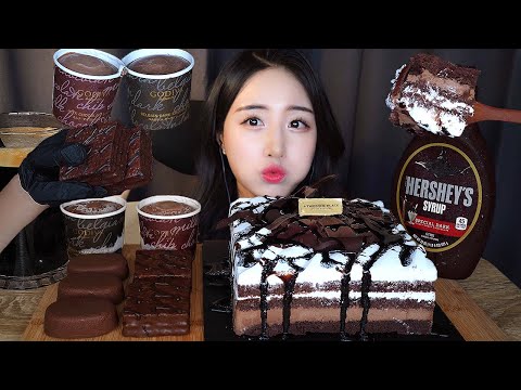 Видео: Мукбанг🎂 Шоколад Десерт ASMR DessertㅣЦелый торт Мороженое КорейскийㅣChocolate Mukbang