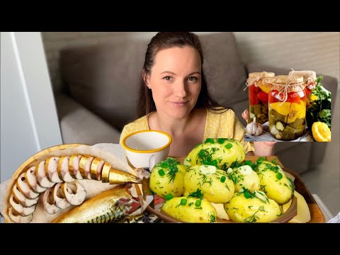 Видео: МУКБАНГ КАРТОФЕЛЬ С СКУМБРИЕЙ СЕМГОЙ И ДОМАШНИМИ СОЛЕНЬЯМИ Автоклав Малиновка 3