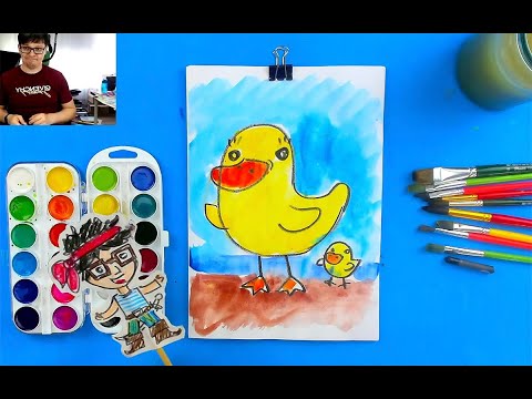 Видео: Это УТЕНОК рисуем мелками и красками с РыбаКит