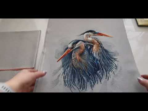 Видео: Lanarte " Большие голубые цапли "  готовая работа ! Lanarte PN-0185890Great blue herons