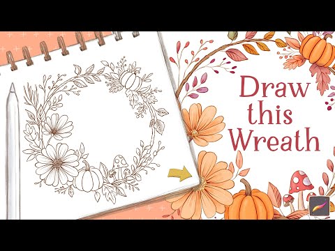 Видео: Как нарисовать красивый осенний венок | Простой рисунок осени в Procreate (часть 1)