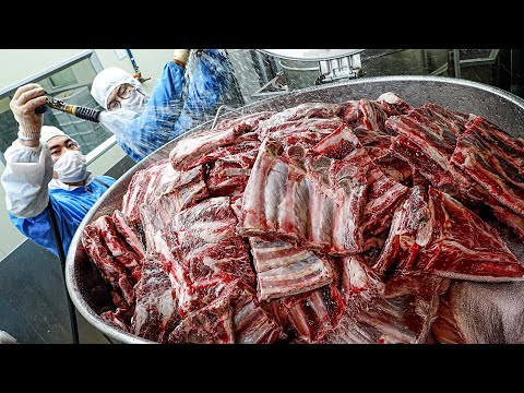 Видео: Массовое производство в самой большой кастрюле в мире! Корейские тушеные говяжьи рёбрышки