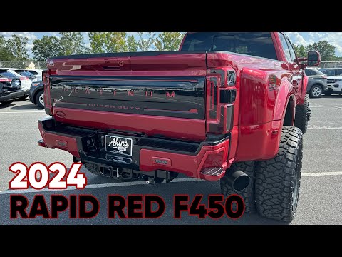 Видео: Ford F450 PLATINUM RAPID RED CUSTOM 2024 года — год 24 дюймов