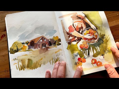 Видео: Экскурсия по альбому для акварели №32: пейзажи и хронометрированные этюды