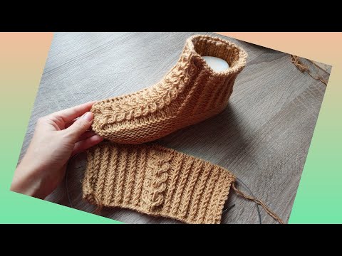 Видео: Симпатичные носочки на двух спицах без шва по подошве. (шов сзади по ножке)