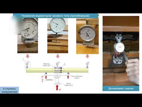 Видео: Испытание клееной дощатой балки на чистый изгиб / Testing of a glued board beam for a clean bend