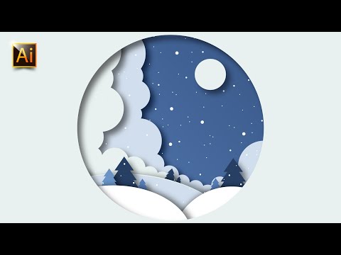 Видео: ЗИМНЯЯ ИЛЛЮСТРАЦИЯ В СТИЛЕ PAPER CUTOUT ЭФФЕКТ. УРОК ДЛЯ НАЧИНАЮЩИХ В ADOBE ILLUSTRATOR.