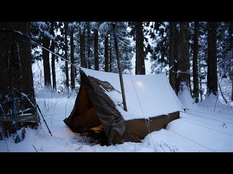 Видео: Одиночный поход в сильный снегопад | Горячая палатка и гамак | 40 см снега