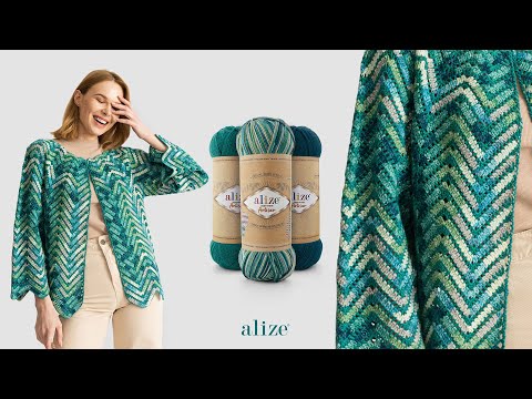 Видео: Alize Superwash Artisan ЗИГЗАГООБРАЗНЫЙ КАРДИГАН