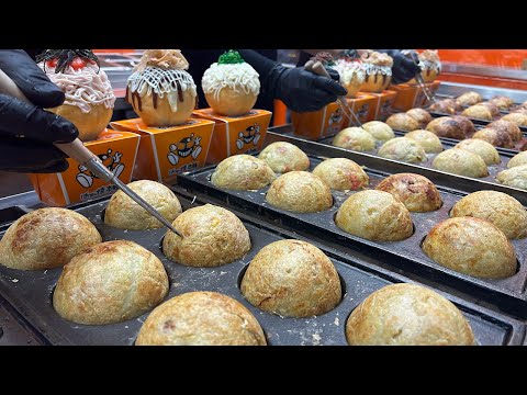 Видео: Распродажа каждый день! Гигантские такояки размером с бейсбольный мяч — корейская уличная еда