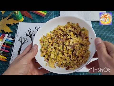 Видео: аплікація з сухого листя Осінній пейзаж