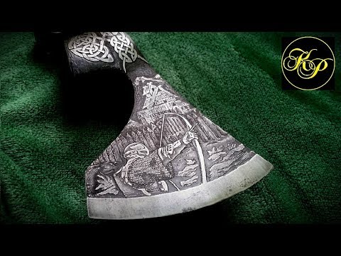 Видео: Рисунок на металле. Как сделать старинный топор.