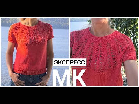 Видео: Футболка спицами круглой кокеткой🌺 Экспресс МК#вязаниесверой #knitting #вязаниеспицами