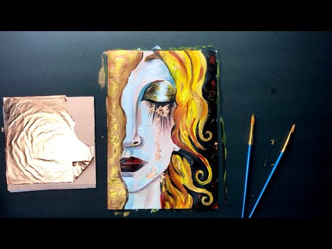Видео: КАРТИНА С ЗОЛОТОЙ ПОТАЛЬЮ • Как нарисовать картину