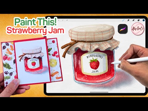 Видео: Простая акварель клубничного джема в Procreate 🍓 Простое руководство 🍓