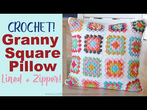 Видео: ЛЕГКОЕ ВЯЗАНИЕ КРЮЧКОМ: мастер-класс по вязанию подушки «бабушкин квадрат» (полностью на подкладк...
