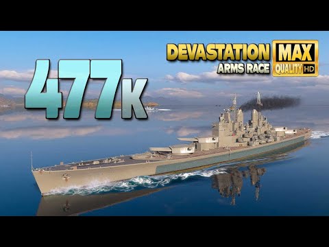 Видео: Линкор «Разрушение»: триллер с огромным уроном в 477 тыс. - World of Warships