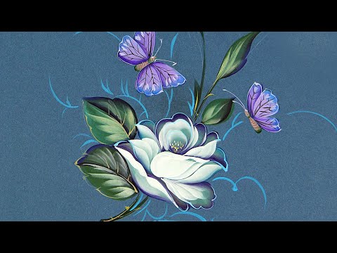 Видео: Рисуем Розу и Бабочек акриловыми красками. Художник Лариса Гончарова