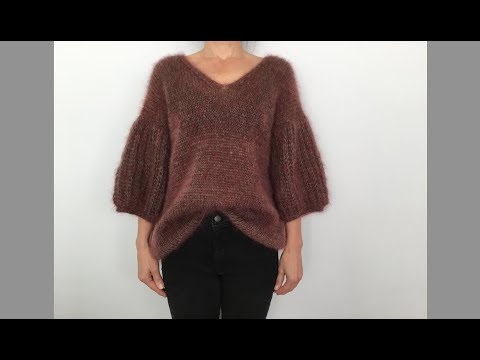 Видео: Модный мохеровый свитер.Английская резинка по кругу. Simple knit sweater.