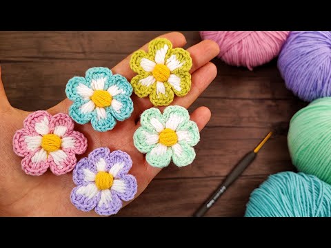 Видео: 🌸 Мини-цветочный узор крючком и цветочный узор крючком (Цветочное вязание крючком)