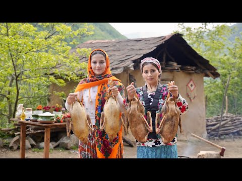 Видео: Гуси, фаршированные и приготовленные в тандыре в прекрасный весенний день деревни