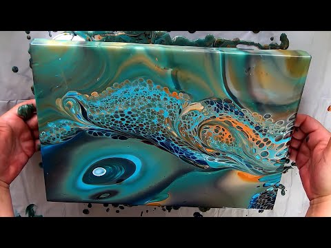 Видео: (740) ГЛАЗ ГОРА ~ Заливка акрилом методом переворачивания и перетаскивания ~ Жидкая акриловая жив...