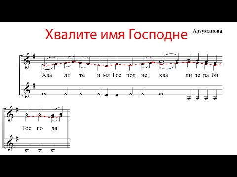 Видео: ХВАЛИТЕ ИМЯ ГОСПОДНЕ, Арзуманова, для женского хора - Сопрано 2