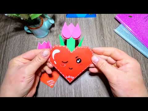 Видео: How to make Origami Heart with tulip 🌷 DIY paper craft tutorial 💞#оригами#diy#craftideas#papercraft 