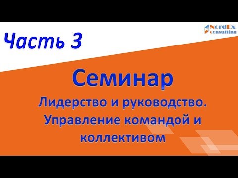 Видео: Лидерство и руководство Семинар Часть 3