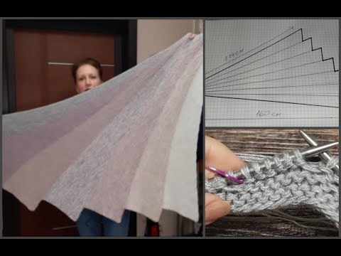 Видео: Вязание. Шаль с клиньями и эффектом градиента. Обзор готовой работы. Мастер-класс.