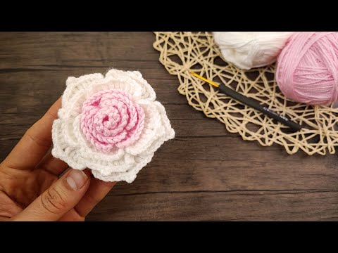 Видео: 🌸🌸 Цветок крючком 3D узор (Цветок крючком)