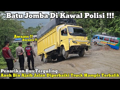 Видео: Бату Джомба охраняется полицией || Грузовик чуть не перевернулся, а буксируемый автобус перевернулся