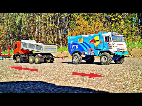 Видео: Камаз МАСТЕР 4x4 против Mercedes 6x4 ... Перетягивания на грузовиках! ... RC Trucks
